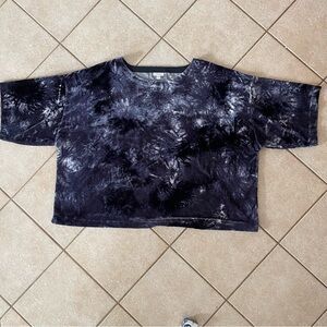 J Jill Top Women 3X Pure Tie-Dyed Deep Blue Velvet Boat Neck Whimsigoth Fairy